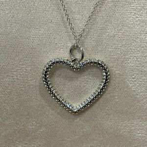 Swarovski crystal open heart silver necklace